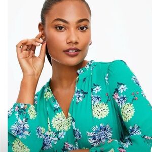 LOFT Teal Floral Blouse